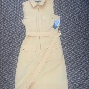 Sharagano Tan Sleeveless Dress